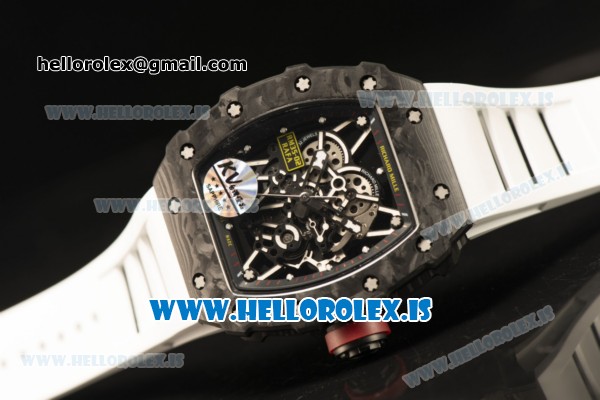 Richard Mille RM35-02 Carbon Fiber With Miyota 9015 Movement 1:1 Clone White Rubber - Click Image to Close